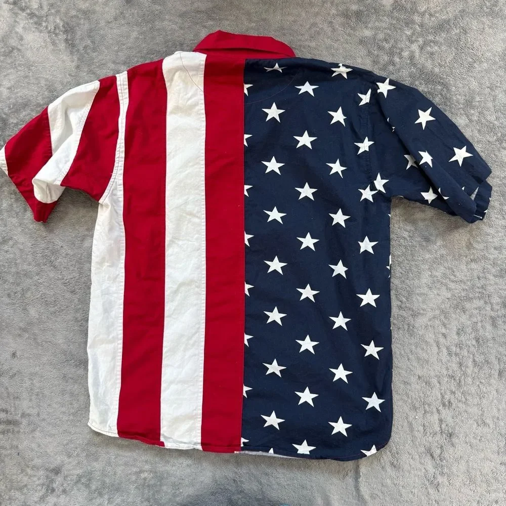 Cotton Traders Sport Men’s American Flag Button Down Shirt Patriotic 4th of July - Picture 3 of 4